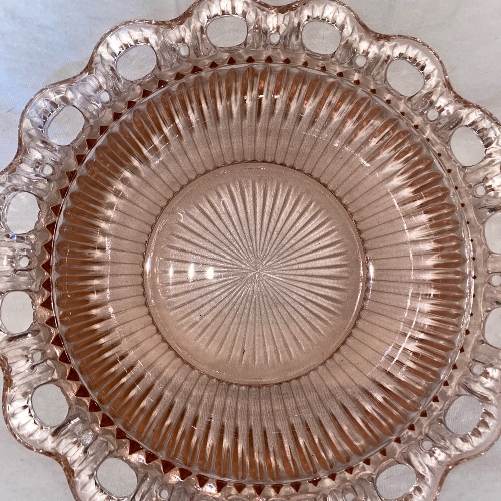 Pink candy dish depression glass